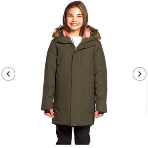 The north face arctic swirl, parka coat, girls size 78 small waterproof winter